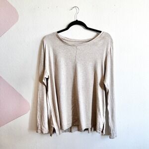 J. Jill Womens Large Pima Cotton Long Sleeve Tee Shirt Top Beige Casual
